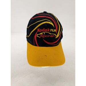 Vintage NASCAR Kodak Film Racing Team Embroidered Patch Hat Black Rare swirl #9
